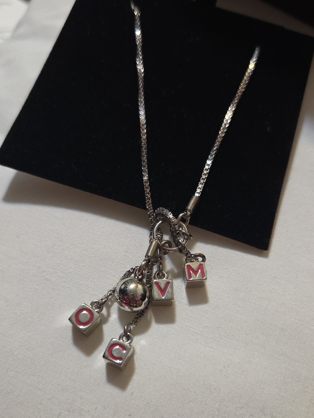 Marc Jacobs Silver Charm Necklace with Letter Blocks